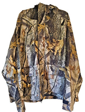 10X Realtree Hardwoods Camo Hunting Jacket Mens 2XL Hooded Full Zip